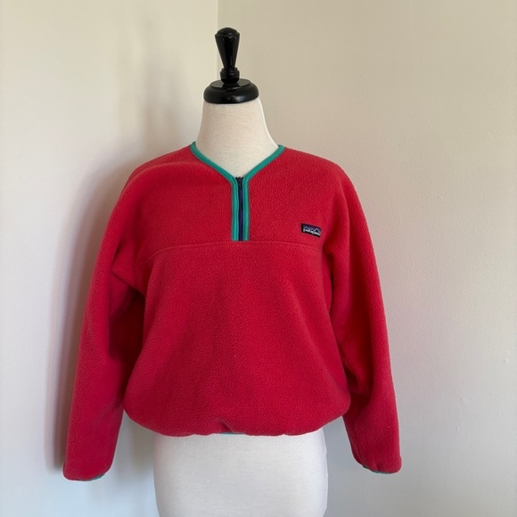 Vintage Patagonia Fleece Kids L Pink 1/4 Zip Made In USA Cozy Thick - Picture 1 of 10